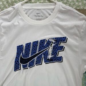 Nike White Tee with Blue Graphic